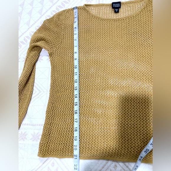 Eileen Fisher Gold Knit 100% Linen Layering Top Sweater S-M - Picture 8 of 10